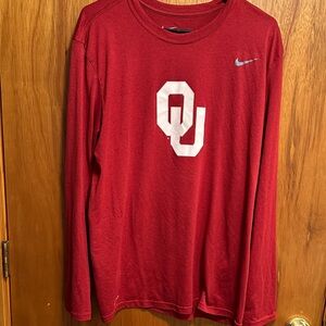 Nike Crimson Long Sleeve Shirt with OU Emblem